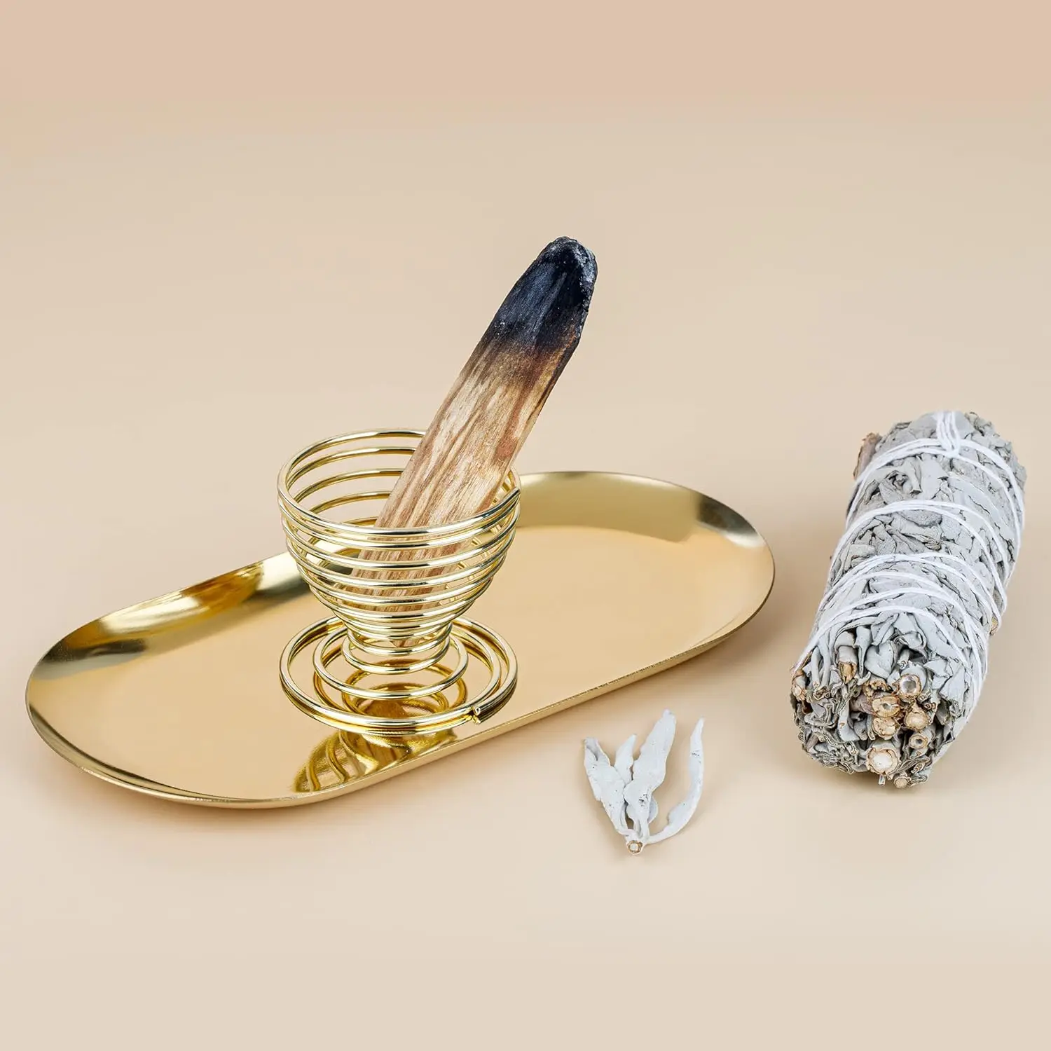 5-in-1-Räuchergefäß aus Metall, Räucherstäbchenhalter aus Messing, Palo Santo-Halter, Salbeihalter, Räuchertablett, Aschefänger für Meditation, Yoga, Zimmer – Detail 7