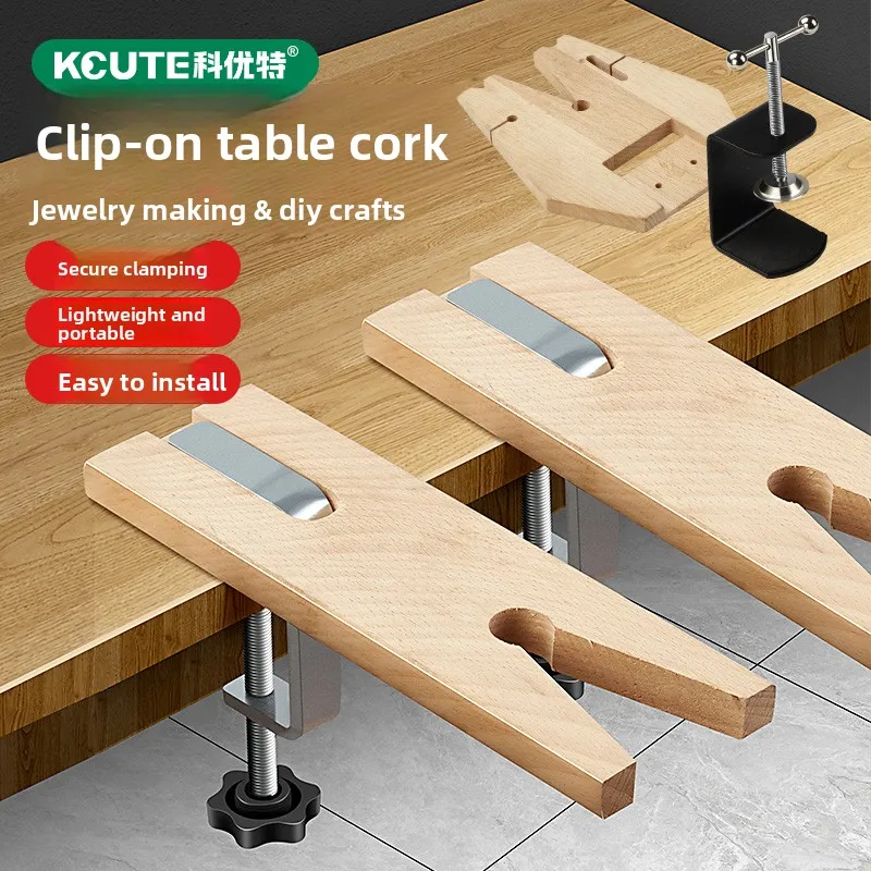 Metallbearbeitungstisch Holztisch mit mobilem Clip-on-Schraubstock, kleiner Schmuck-Spannstock, fester Schraubstock, Goldwerkzeug – Detail 1