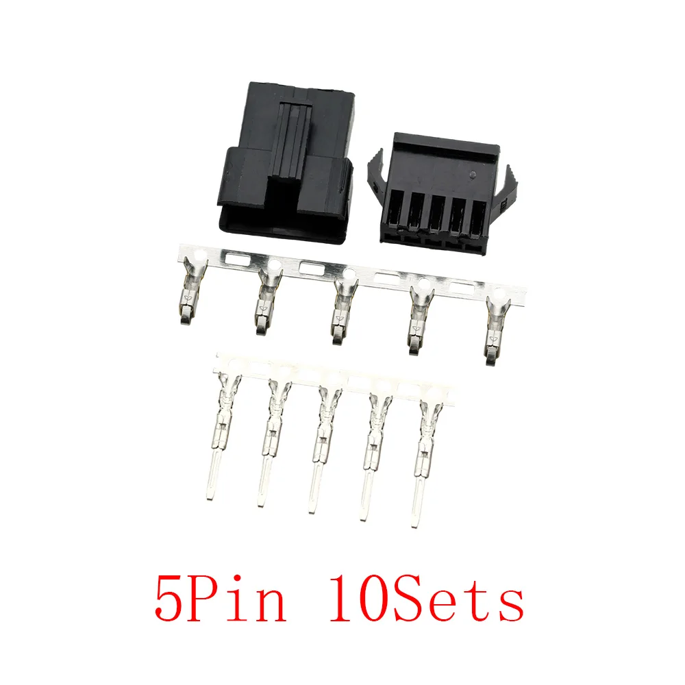 10 Sets JST SM 2,54 mm Rastermaß 2/3/4/5/6-polige Stecker, männliche und weibliche Buchse, schwarzes Gehäuse, Kunststoffgehäuse-Stecker mit Crimp-Anschluss
