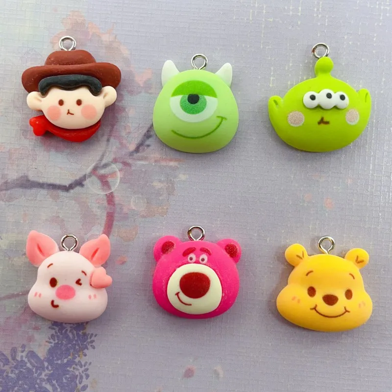 10PCS Winnie The Pooh Piglet Creative Lotso Cartoon Image Series Small Pendant DIY Accessories Resin Handmade Materials