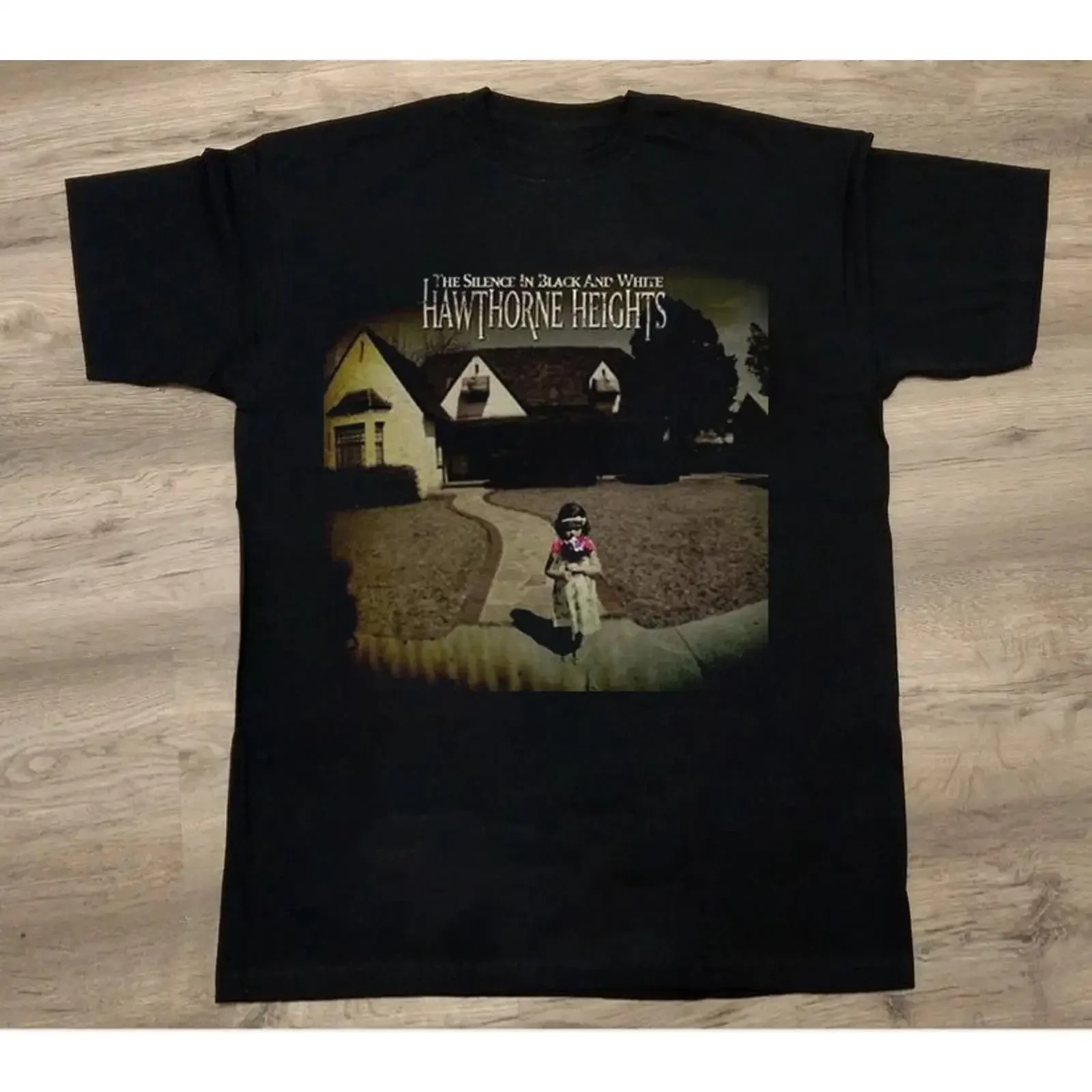 Hawthornee Heights Black Cotton T Shirt S 5XL N5471 vintage Washed designer clothes Top For Everyday Wear streetwear Slightly
