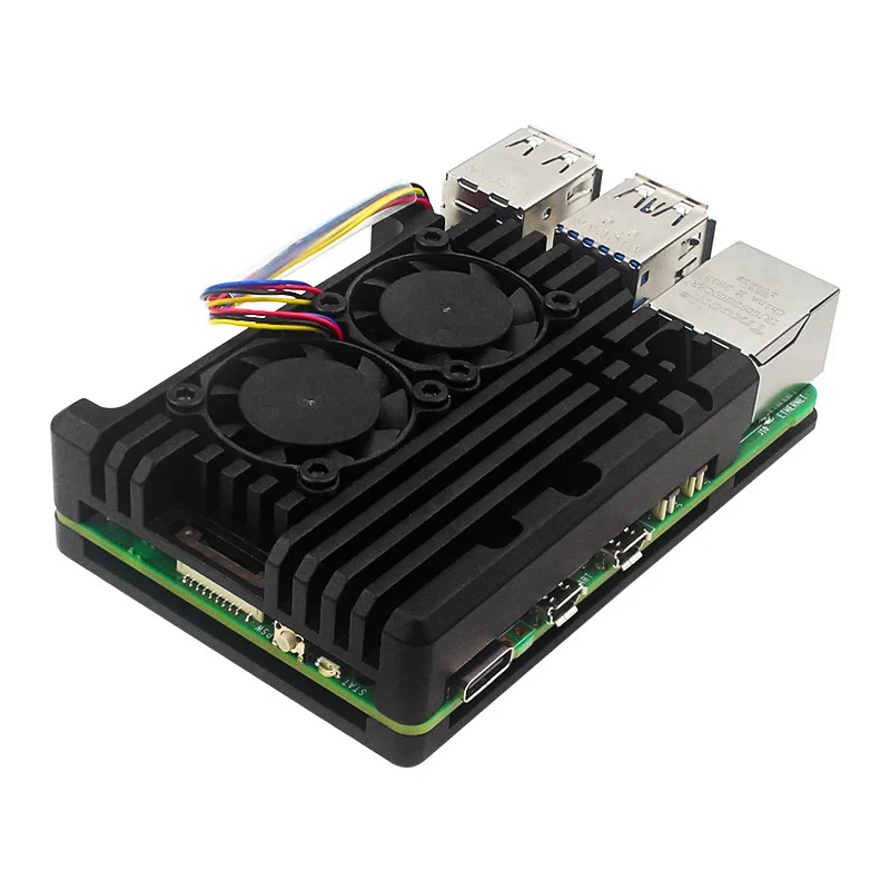 Imagem -04 - Raspberry pi Aluminium Alloy Case com Velocidade Ajustável Ventiladores Duplos Melhor Dissipação de Calor para Rpi 5