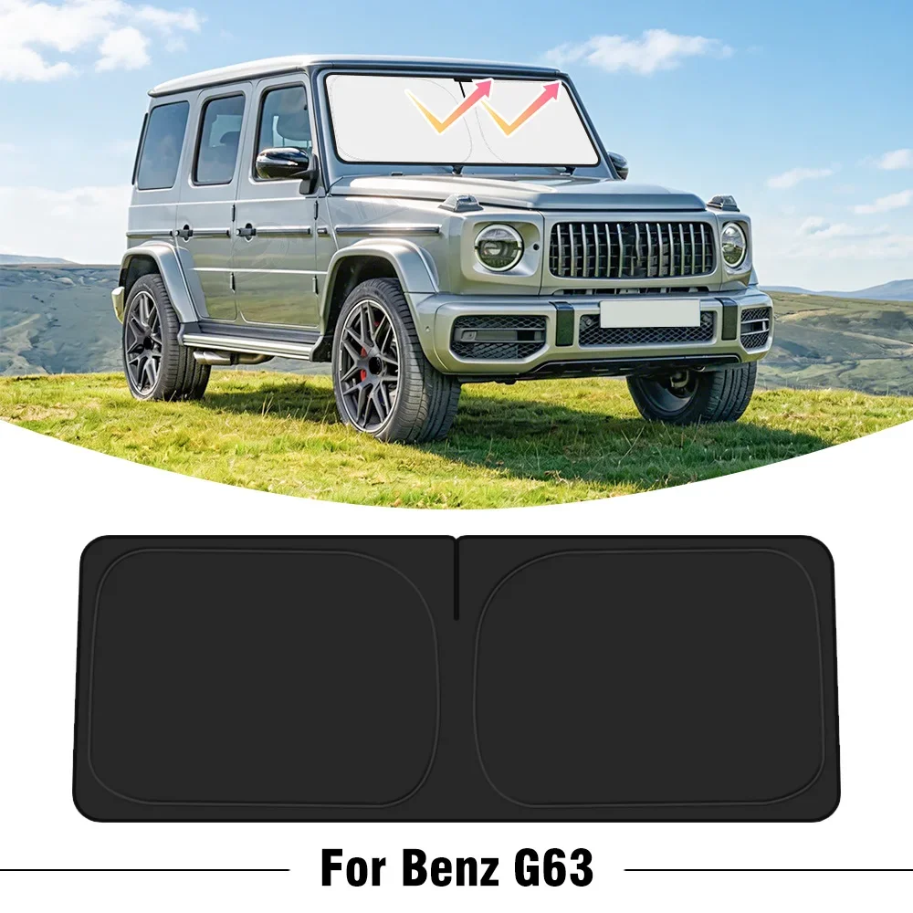For Mercedes Benz G63 Car Windshield Foldable Sunshade Cover Front Window Sun Shade Visor UV Protection Accessories