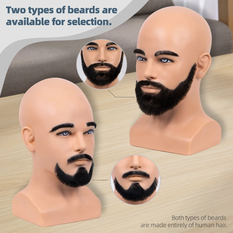 추안 상 남성용 실제 수염 연습용 수염 트리밍 모자 안경 디스플레이 마네킹 헤드 L90 시리즈