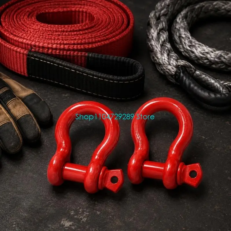 D8KE 2pcs Visible Bright Red Tow Shackle 1/2