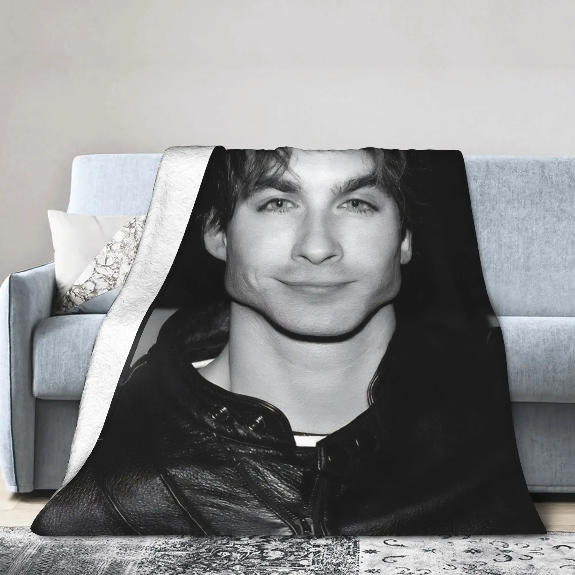 Vampire Diaries Damon Salvatore Blankets Flannel  Multi-function Super Warm Throw Blankets for Bedding Travel Plush Thin Quilt