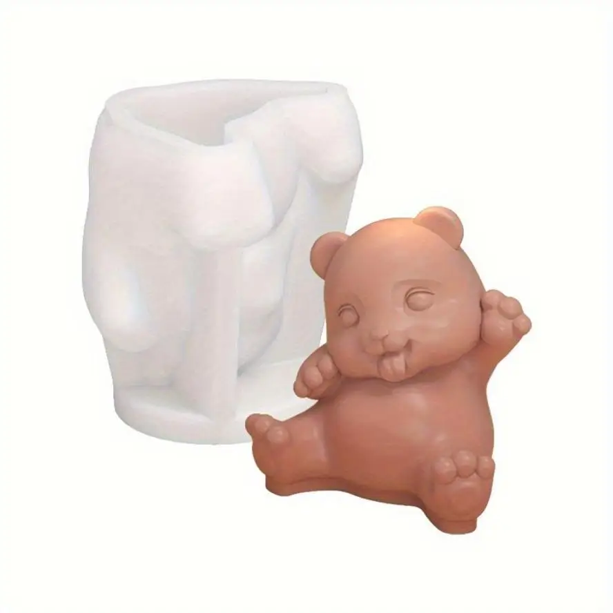 New Panda Bamboo Candle Silicone Mold 3D Cute Bear Candle Plaster Crafts Resin Mold DIY Soap Chocolate Ice Cake Baking Tools