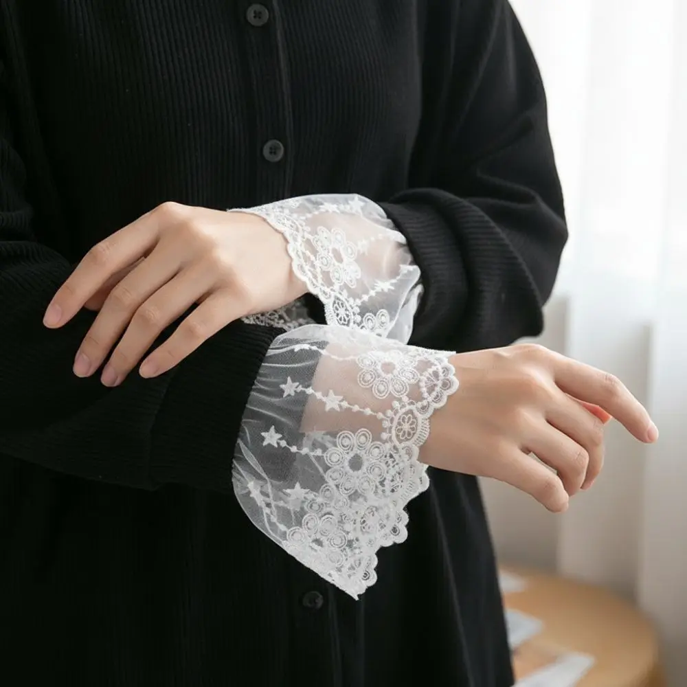 New Embroidery Fake Cuff Detachable White Wrist Cuff Sweater Cuffs