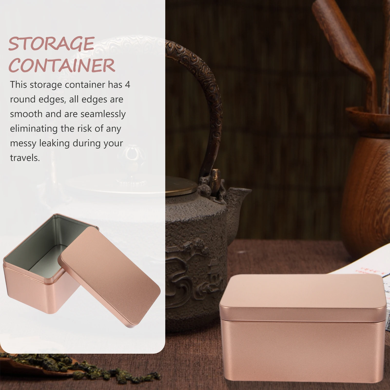 

Rectangular Mini Tinplate Box 13x8x6cm Portable Tea Leaf Storage Candy Organizer Home Desktop Decorative Storage Container