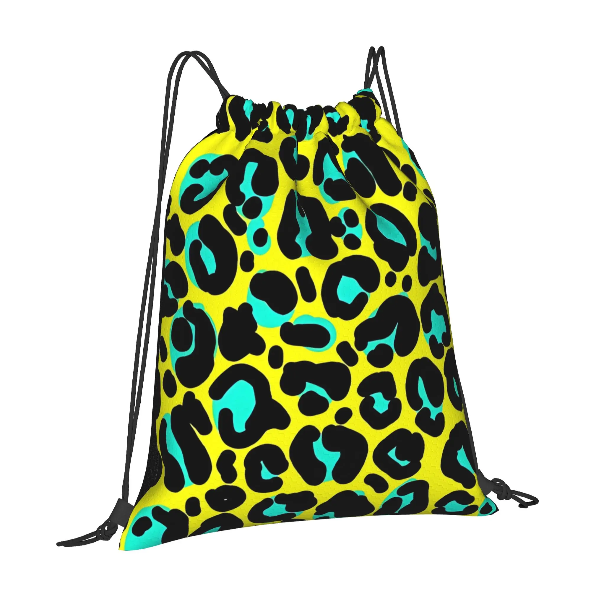 Wild Thing Pattern Leopard Print Portable Sports Drawstring Backpack Riding Backpack Gym Shoes Drawstring Bags