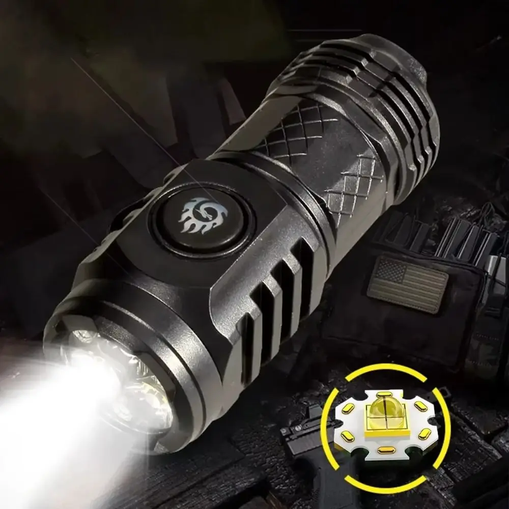Super Bright Handheld Flashlight Waterproof USB Rechargeable LED Flashlight 3 Lighting Mode Adjustable Brightness Torch Hiking