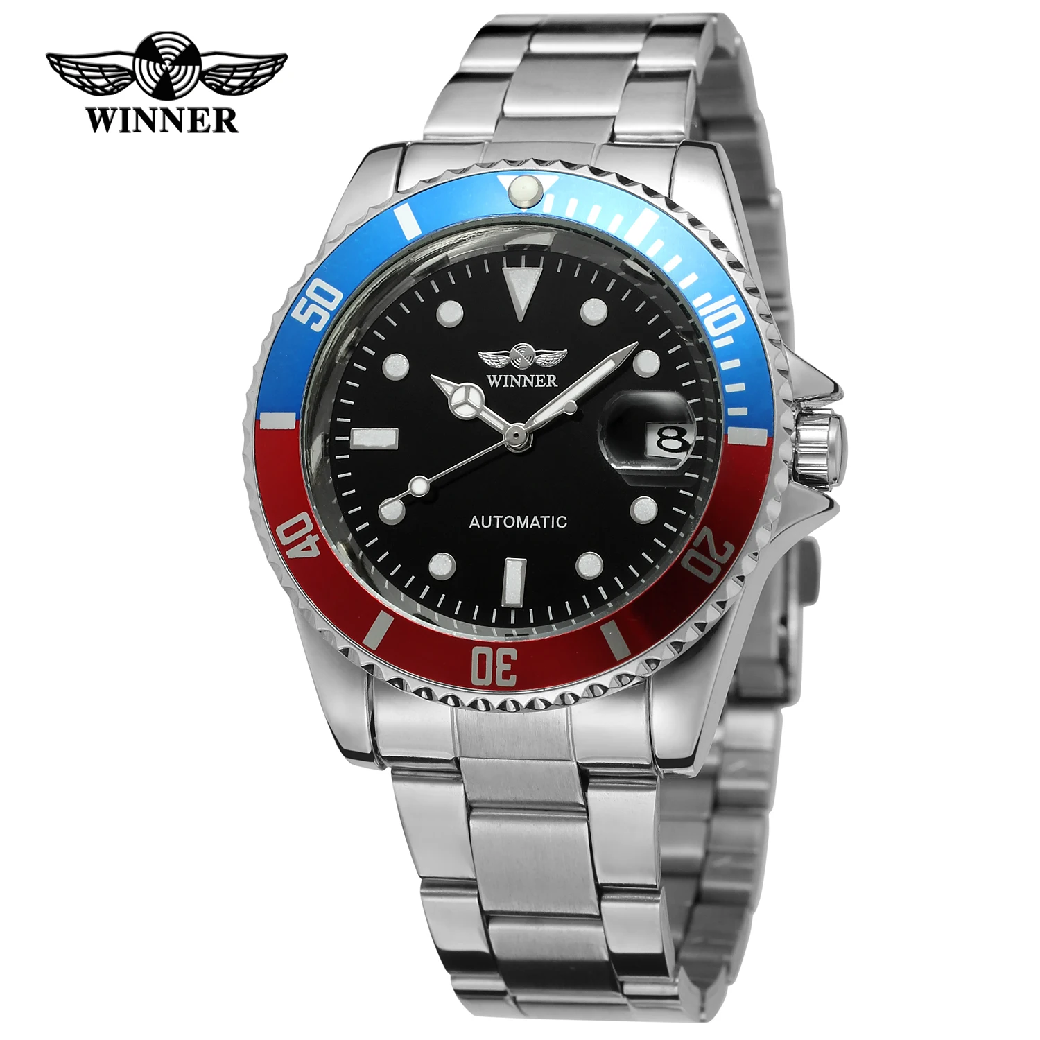 

T-WINNER Luxury Fashion Men's Watches Automatic Mechanical Calendar Bezel Luminous Waterproof Stainless Steel Casual Male Clock
