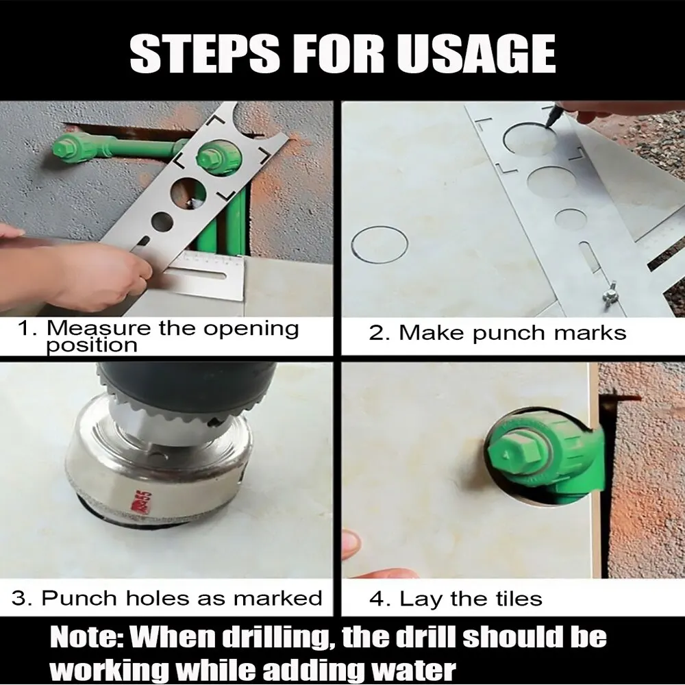 Multi-Functional Stainless Steel Ceramic Tile Locator Ruler Adjustable Punching Measure Tile Tools For House Decorated Work