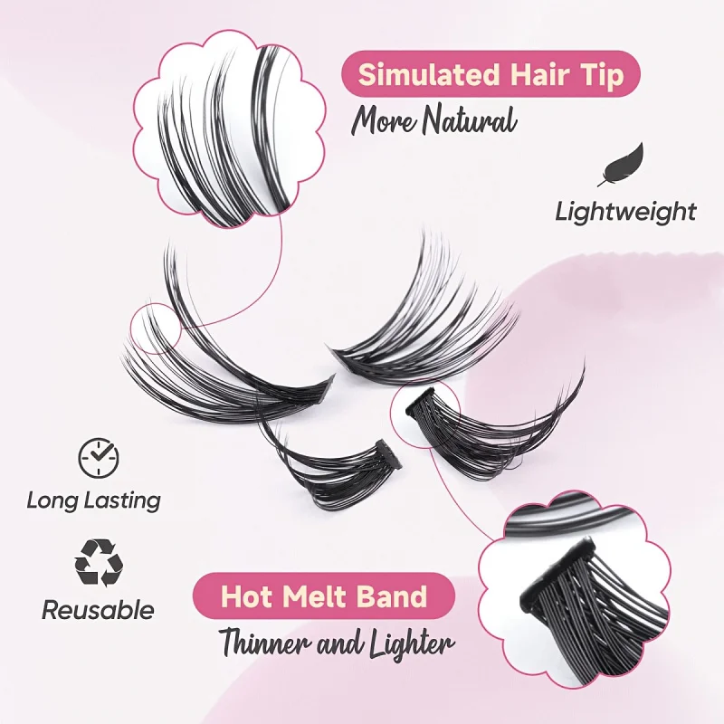 Estensione ciglia finte Lunghezza mista 9-16 mm Cluster ciglia fai da te Naturali, dense, spesse, extra spesse, DrammaticStyles (30D40D80D100D)