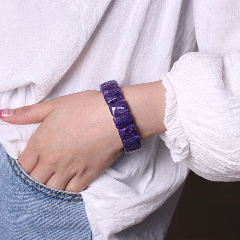 

12*16mm AAA Genuine Natural Stone Purple Charoite Stretch Bracelet