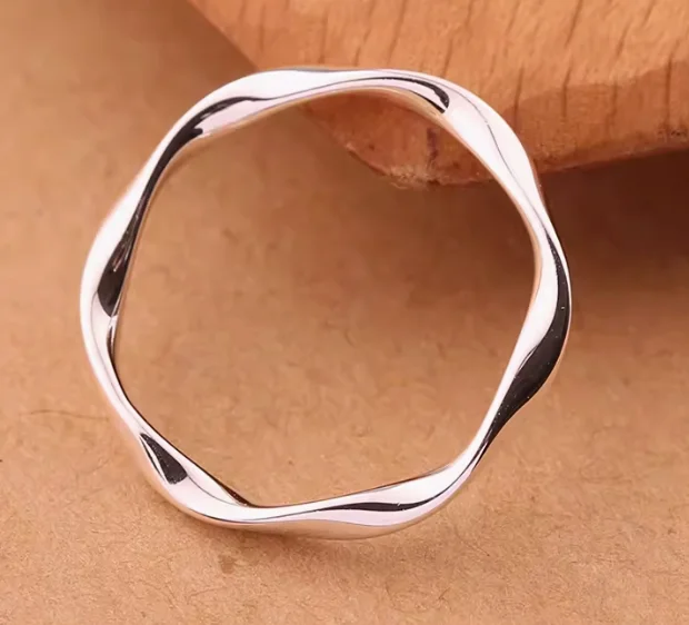 

999 real silver rings for girls silver jewelry finger rings 2.3mm