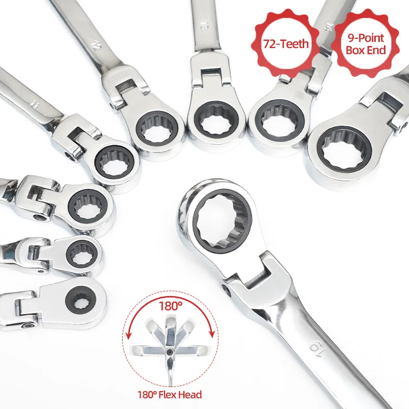 

Auto Tool Repair Ratchet Wrench Universal Flexible Reversible Head Wrench