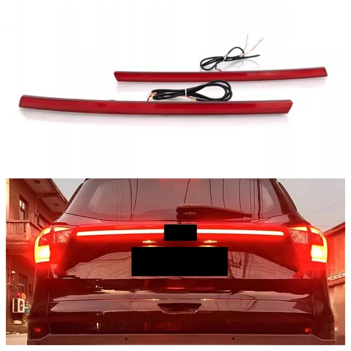 Body Kit Rear Through Lamp for Ford Kuga Escape 17-20 Convert Led Center High Mounted Stop Lamp Turn Signal Car Accessories