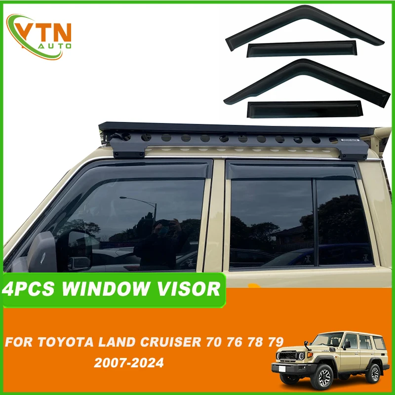 For Toyota Land Cruiser 70 76 78 79 LC70 LC76 LC78 LC79 2007-2024 Car Rain Shield Rain Sun Guard Window Visor Deflectors