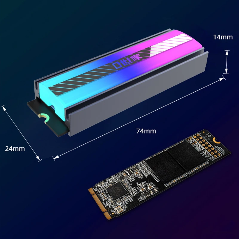 Disipador de calor TEUCER M.2 NVME SSD 5V 3 pines ARGB luces de colores 2280 enfriador de unidad de estado sólido