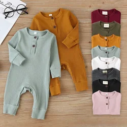 Zomer Unisex Pasgeboren Baby Kleding Effen Kleur Baby Rompertjes Cotton Lange Mouwen Peuter Romper Baby Kleding 3-18 Maanden