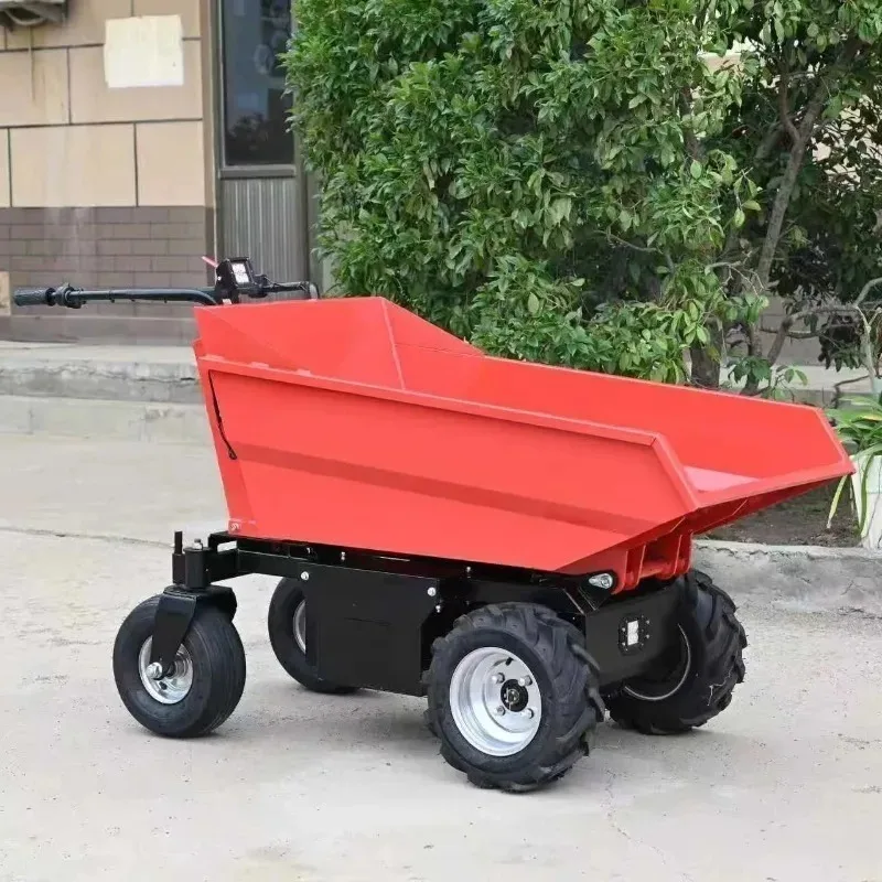 China 500KG 4x4 Mini Electric Self Loading Wheel Dumper Powered Barrow For Sale