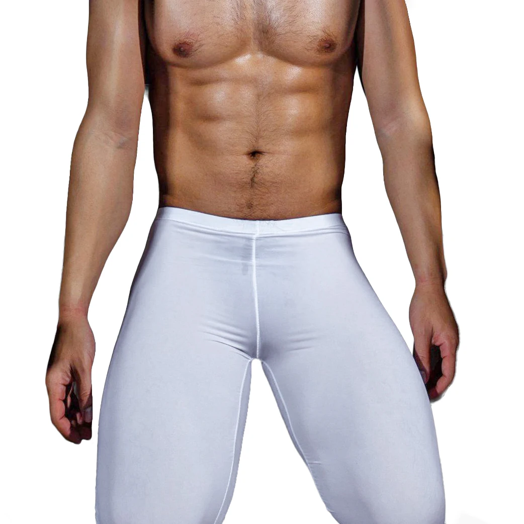 

Long Johns Viscose Elastic Slim Fitness Pants Mens Underwear Bottoms Leggins Sexy Tights Flat Front Herren Lange Unterhosen Hot