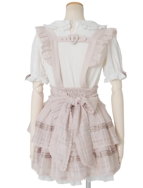 

Japanese Sweet Cute Girl Letter Print Short Skirt High Waist Slim Fit Versatile Bow Detachable Strap Mini Suspender Skirts