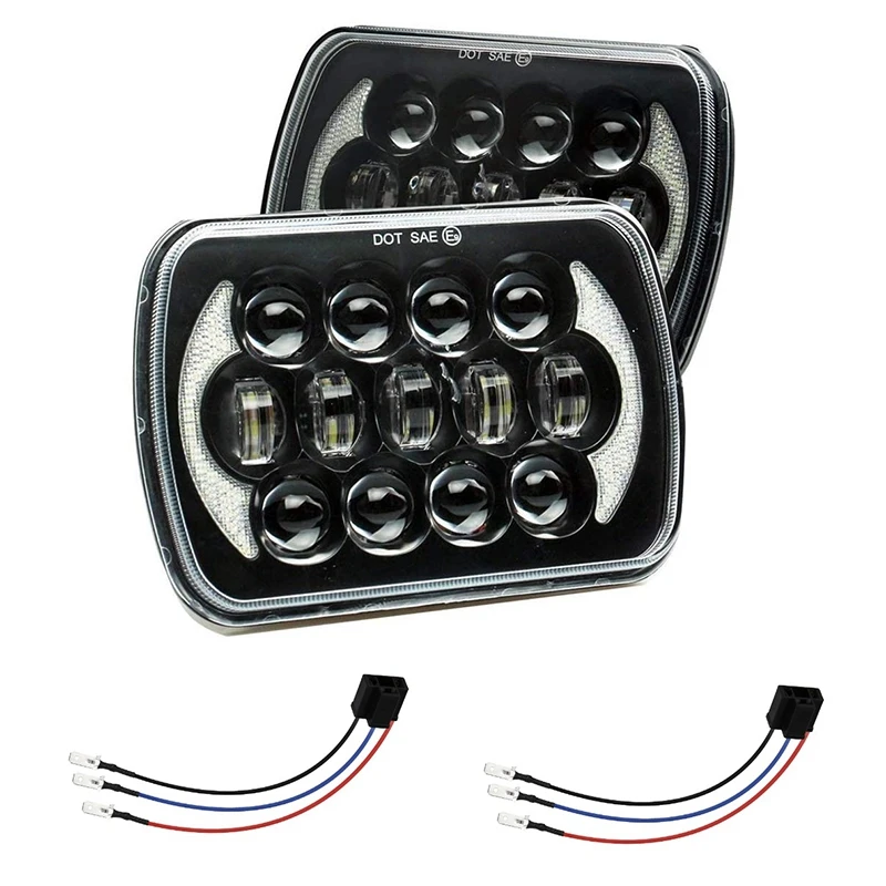 

High Low Beam Led Headlights For Jeep Wrangler YJ Cherokee XJ H6054 H5054 69822 6052 6053 With Angel Eyes DRL