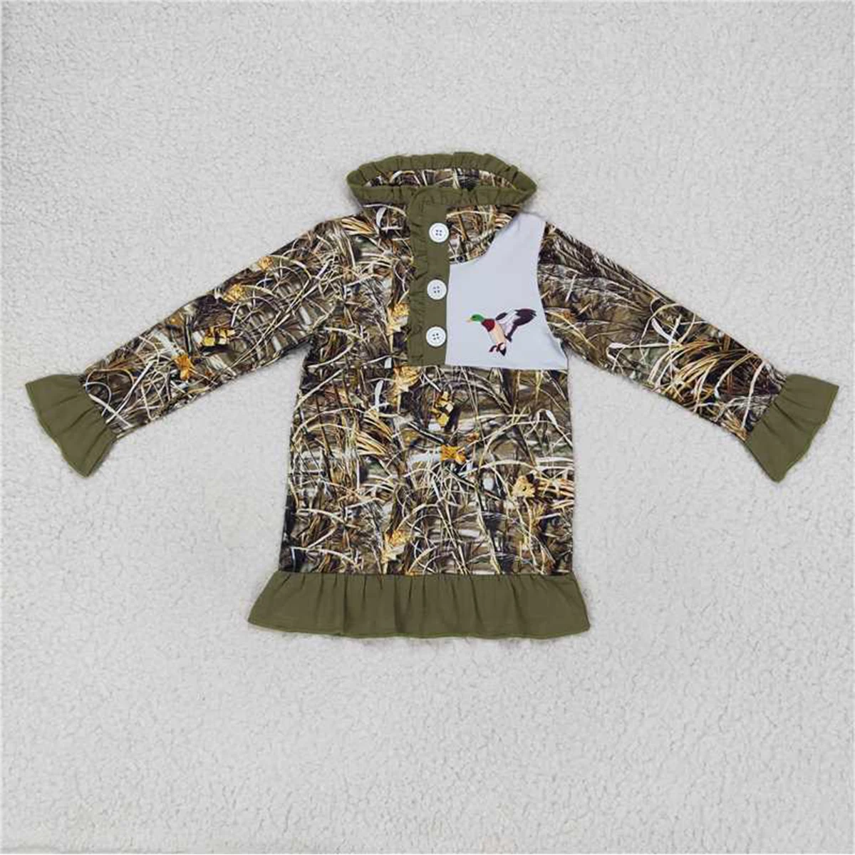 Wholesale Toddler Camo Pullover Long Sleeves Elk Shirt Lapel Zipper Kid Tops Boys Girls Matching