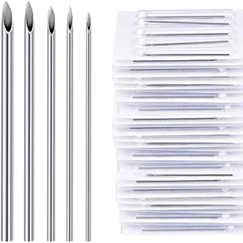 Mixed Piercing Needles, 12G 14G 16G 18G 20G Disposable Sterile Steel for Nose Septum Ear Belly Nipple  Lip Eyebrow Piercing