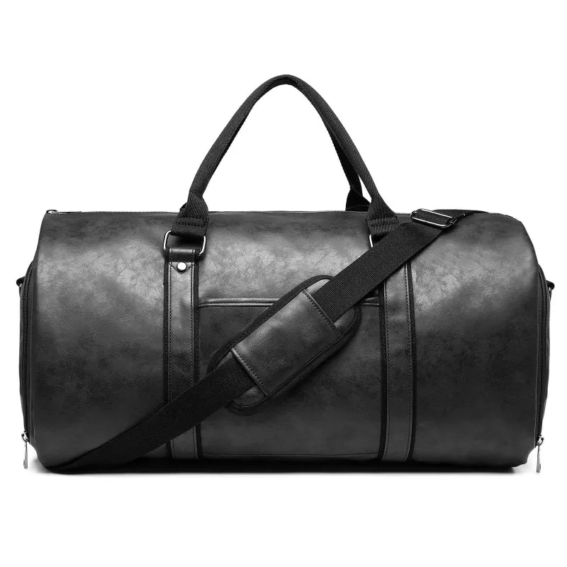 2026 New Men's Large Capacity Leather Waterproof Weekend Travel Business Convertible Suit Bag 2 in 1 Hand Carry-on Luggage Bag