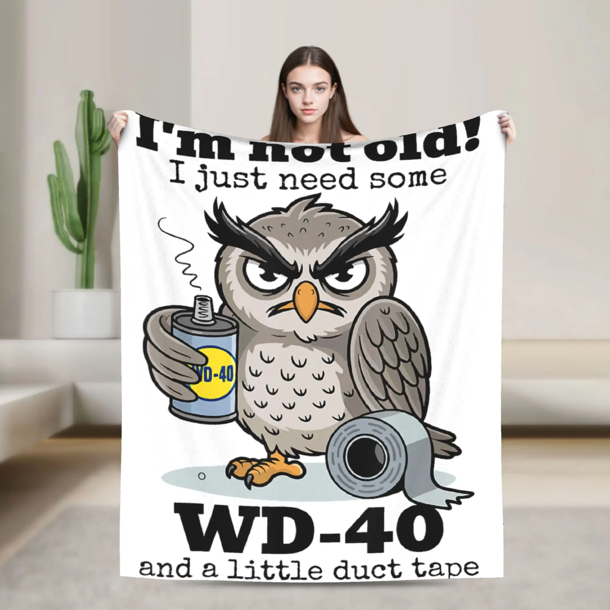 Мягкие теплые пледы с изображением совы: «Я не стар, просто нужен WD-40 и немного клейкой ленты» — фланелевое покрывало для кровати
