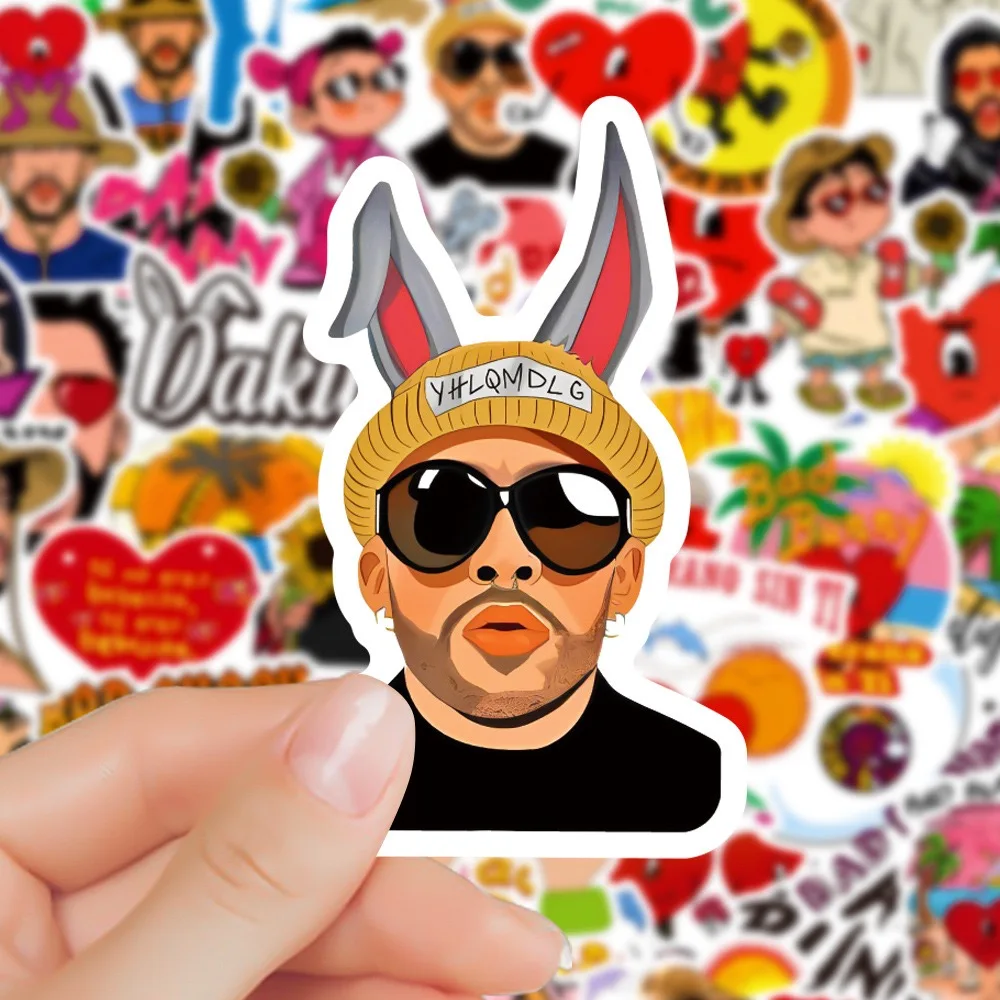 50 Stück Bad Bunny Aufkleber Cartoon Graffiti Sticker DIY Laptop Koffer Kühlschrank Notizbuch Aufkleber für Teenager Spielzeug Geschenk