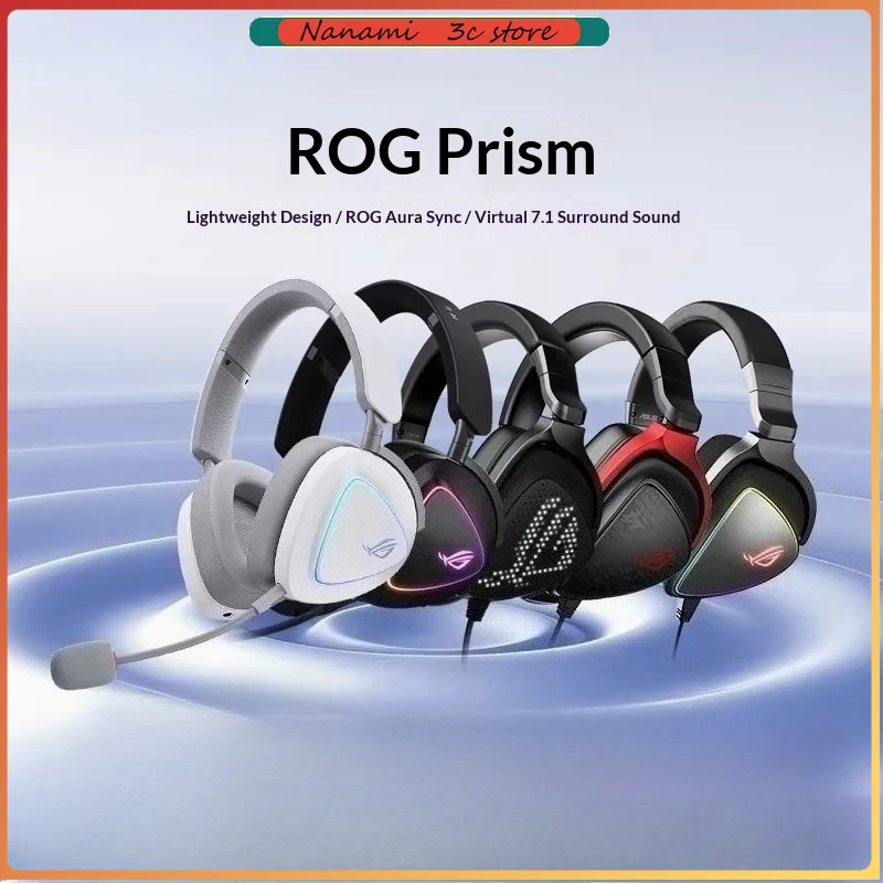 ROG Prism Lightweight Over-Ear Gaming Earphones 7.1 Channel Gaming Headset RGB Lighting Aura Sync Prism 2 Gaming Headphone Gifts