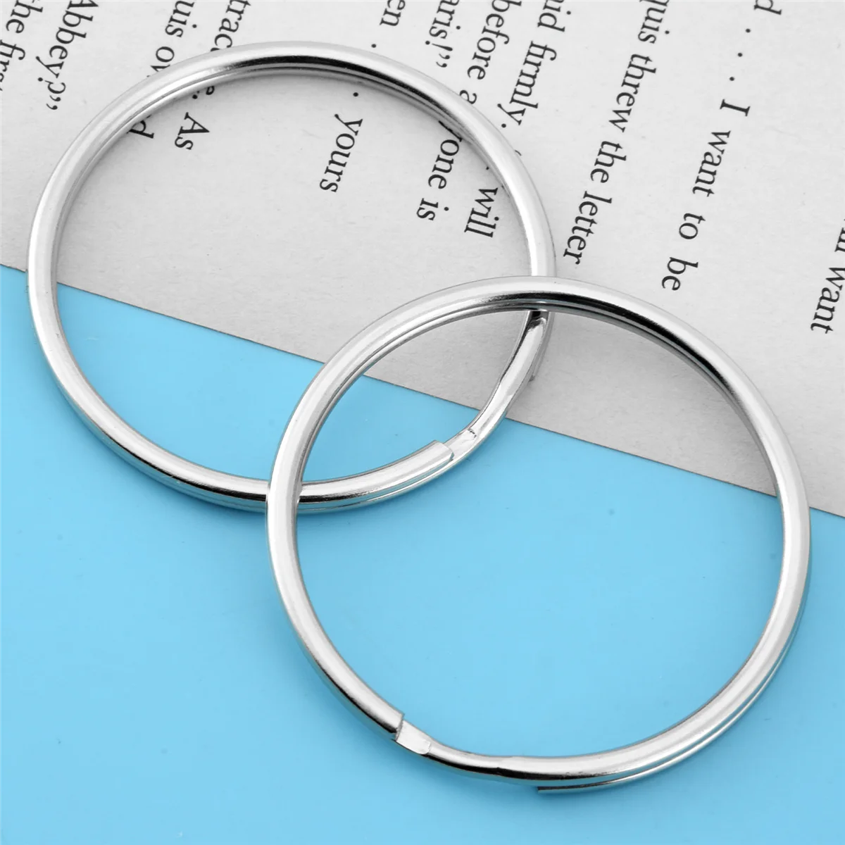 Unique! 10X Quality 50Mm Keyring Split Ring Set Heavy Duty Large Nickel Key Loop Sprung Hoop