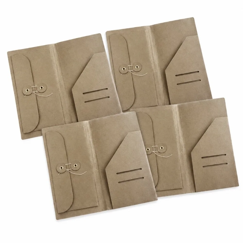 4 Pcs Durable Simple Kraft Paper Pockets Practical Brown Bill Bag Vintage Document Storage Pouch Stamp Ticket