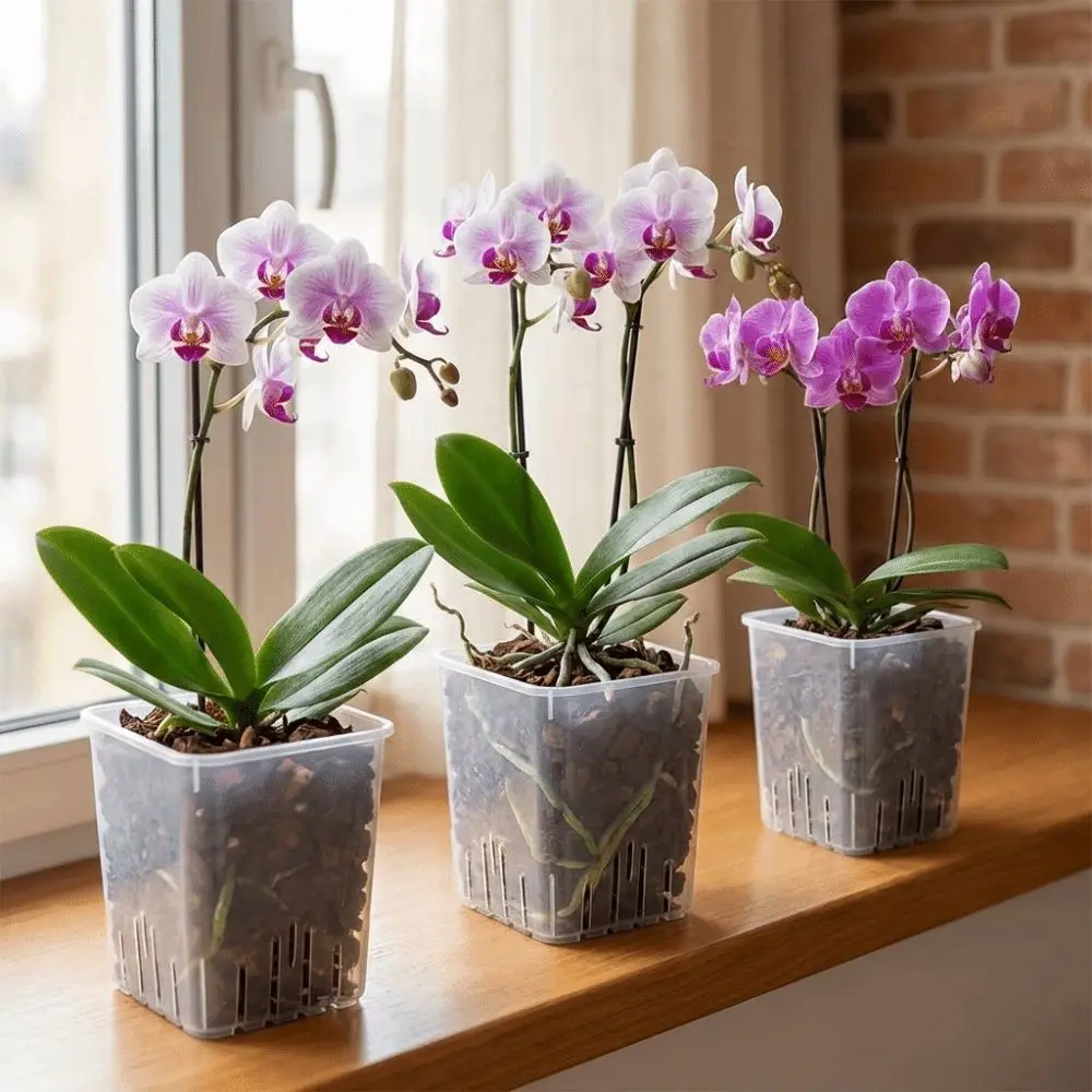 Square Clear Flower Pots with Trays Root Control Pot Breathable Seedling Cups Prevent Root Rot Ventilated Drainage Holes
