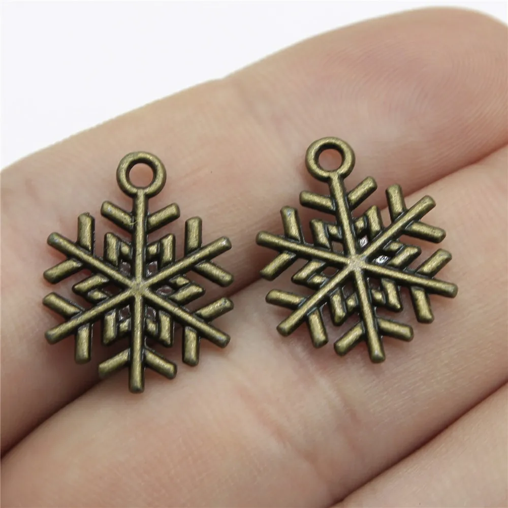 WYSIWYG 20pcs 19x15mm 3 Colors Antique Gold Color Antique Silver Color Antique Bronze Christmas Snowflake Charms