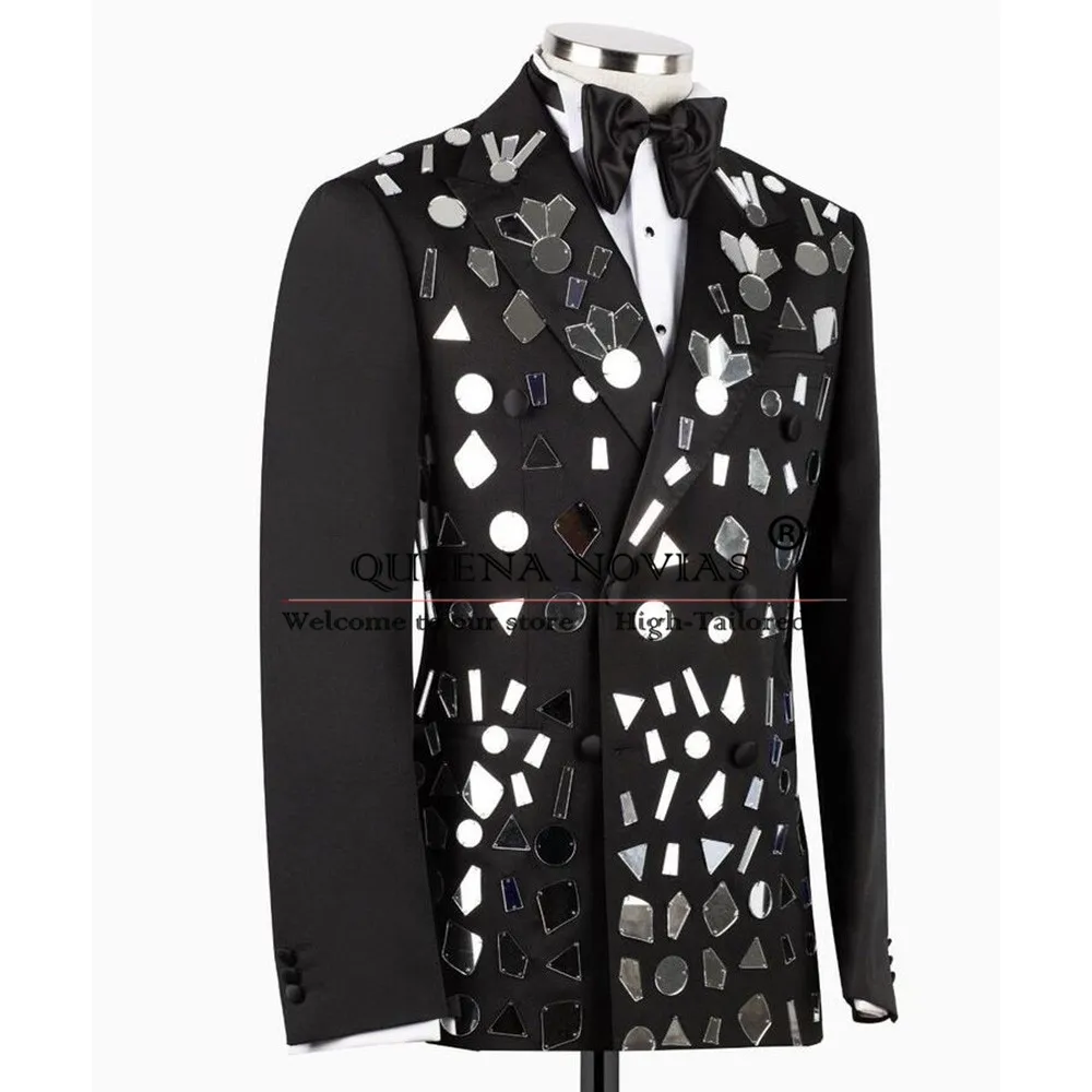 Unique Design Boy Suits For Wedding Sliver Stones Jacket Pants 2 Pieces Child Formal Dinner Prom Blazer Tailored Kids Dresses