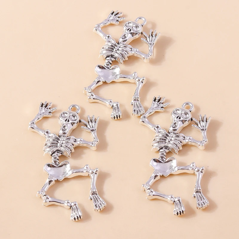 Leslie 5 Stück/Set 28*50mm Legierung Metall Skelett-Anhänger für Ohrringe Halsketten Halloween-Anhänger Armbänder Herstellung DIY Schmuck Geschenke – Detail 5