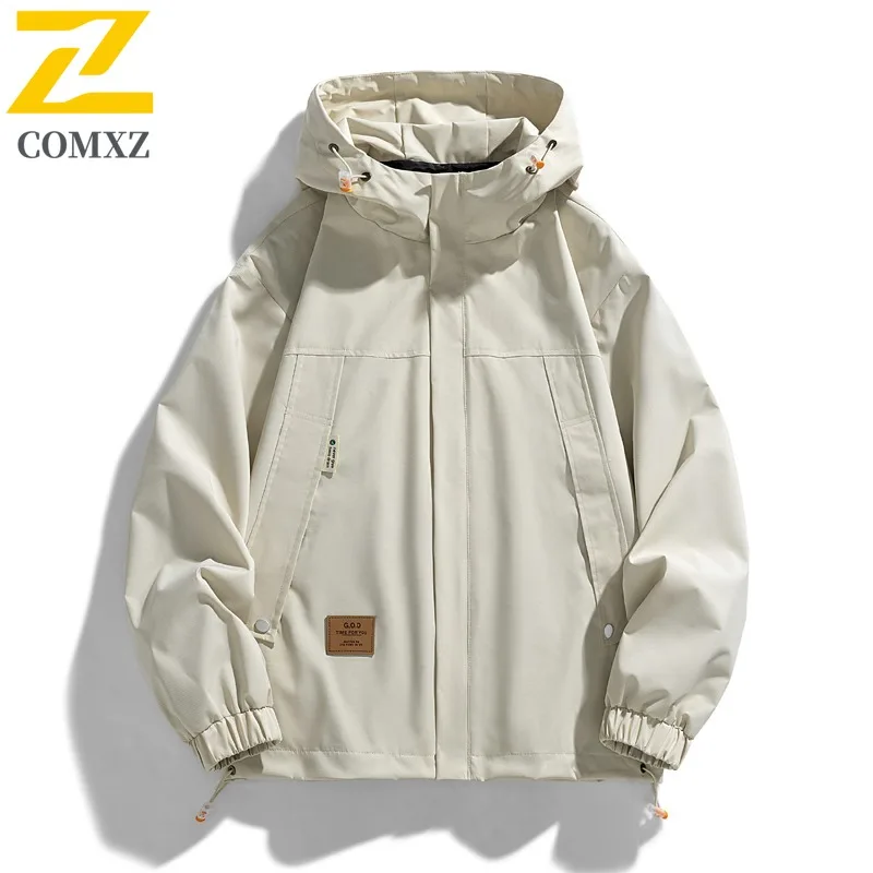 

COMXZ Men Biker Jacket Scratch Resistant Waterproof Windproof Outdoor Travel Camping Jacket 2025 Hiking Comfortable Trench Coat