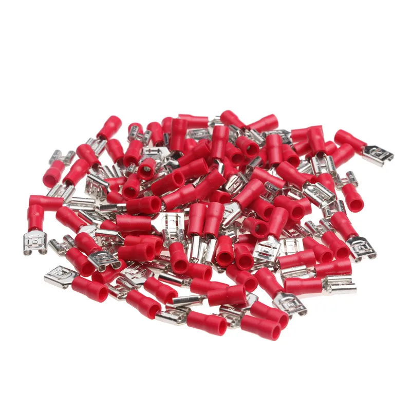 100 قطعة ذكر أنثى معزول تجعيد المجرف موصلات سلك كابل كهربائي محطة أحمر أزرق أصفر تشكيلة #4