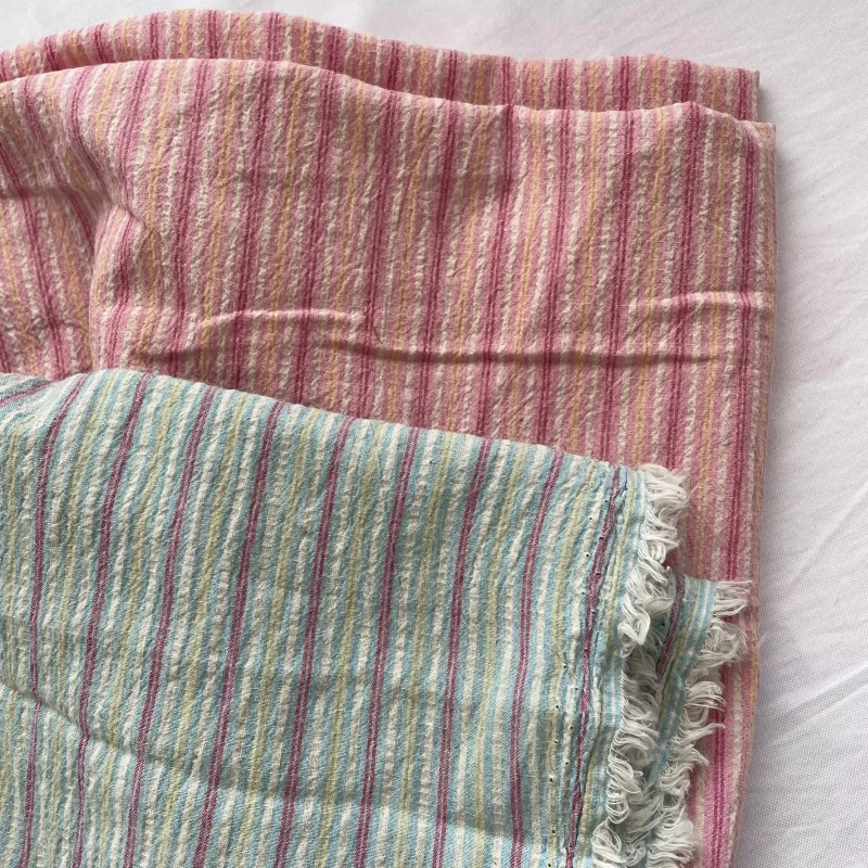 

Ins Style Striped Pink Cotton Cloth DIY Blue Fabric For Clothing Pants Shirt Fabric