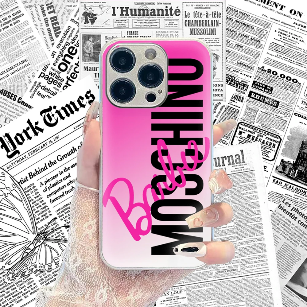 Glass Phone Cases Fashion For iPhone 16 15 14 13 12 11Pro Max XR X XS 12Mini 14 15 16 Puls Hard Case Phone M-moschinos logo