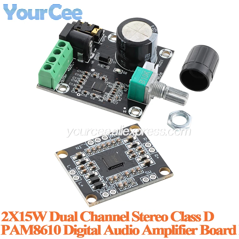 PAM8610 Digital Audio Amplifier Board Module Dual-channel 2X15W Class D Audio Power Amplifier Board Module 12V 2A