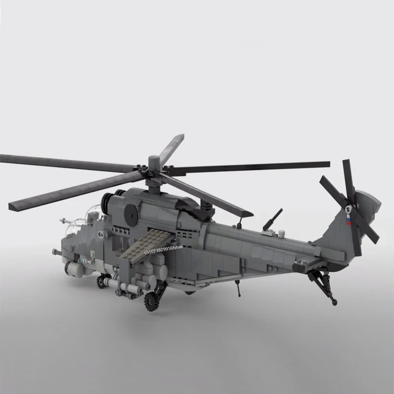 Novo 1077 pçs ww2 militar moc 1:35 escala mil Mi-35 HIND gunship modelo diy criativo de alta tecnologia crianças brinquedo presente bloco de avião de combate