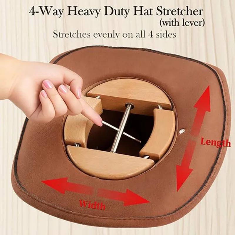 Repacego Adjustable 4-Way Wooden Hat Stretcher Cap Shape Maintainer Premium Fedora Hat Rack for Storage Cowboy Baseball Holders