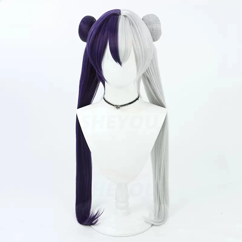 ROC Chao Ho ROC Ying Swei Long Mixed Blue Red & Gray Straight Cosplay Wig Azur Lane Heat Resistant Synthetic Hair Role Play Wigs