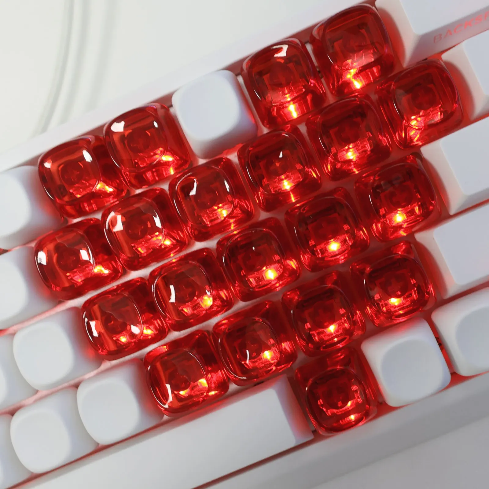 MOA Profile Transparent Backlit Clear Keycap, 21 Keys  PC Material Custom Heart Blank Keycaps for MX Switch Mechanical Keyboard